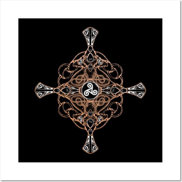 Celtic Triskelion Cross Wall Art by NicGrayTees